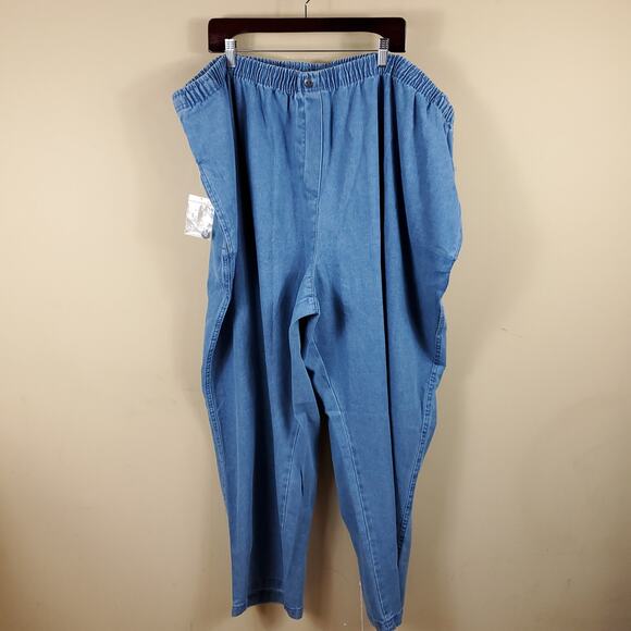 Woman Within Light Wash Pull-on Straight Leg Jeans Size 38W - Picture 1 of 10